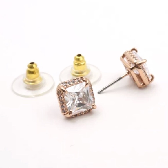 KATE SPADE • Rose Gold Save The Date Princess Cut Earrings - Picture 3 of 6